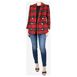 Balmain-Giacca scozzese rossa e nera - taglia UK 12-Rosso