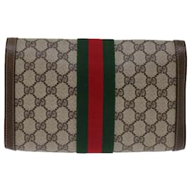 Gucci-GUCCI GG Supreme Web Sherry Line Clutch Bag Beige Red 41 014 3087 25 Auth ep3495-Red,Beige