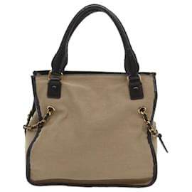 Chloé-Chloe Harley Bolsa de mão lona couro bege 01 10 51 6008 Auth yk10852-Bege