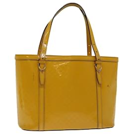 Gucci-GUCCI Micro GG Canvas Hand Bag Patent leather Yellow 336776 auth 67196-Yellow