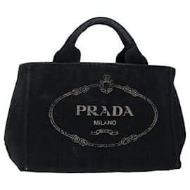 Prada-PRADA Canapa PM Hand Bag Canvas Black Auth ep3535-Black