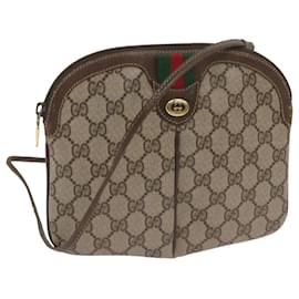Gucci-GUCCI GG Canvas Web Sherry Line Shoulder Bag Red Beige 904 02 047 Auth yk10868-Red,Beige