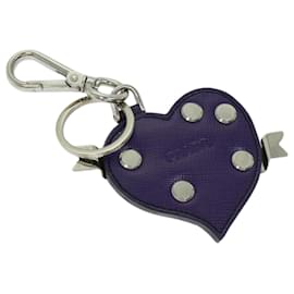 Prada-PRADA Charm Safiano leather Purple Auth ac2801-Purple