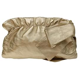 Prada-PRADA Clutch Bag Leather Gold Auth 67047-Golden