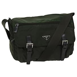 Prada-PRADA Shoulder Bag Nylon Khaki Auth 67217-Khaki