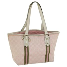 Gucci-GUCCI GG Canvas Sherry Line Hand Bag Khaki Pink 137396 Auth ti1565-Pink,Khaki