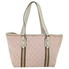 Gucci-GUCCI GG Canvas Sherry Line Hand Bag Khaki Pink 137396 Auth ti1565-Pink,Khaki