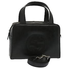 Gucci-GUCCI Hand Bag Patent leather 2way Black Auth 67289-Black
