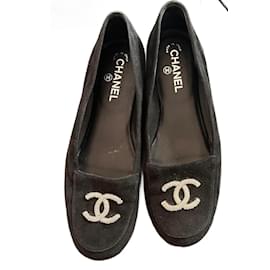 Chanel-Chanel suede moccasins - very good condition --Black