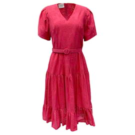 Autre Marque-Akris Punto – Hot Pinkes Lochstickerei-Kleid mit Gürtel-Pink