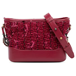 Chanel-Red Chanel Small Tweed Gabrielle Hobo Crossbody Bag-Red