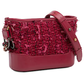 Chanel-Petit sac à bandoulière Gabrielle Hobo en tweed rouge Chanel-Rouge