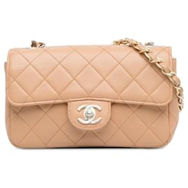 Chanel-Bolso mini clásico con solapa rectangular rosa de Chanel-Rosa
