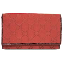 Gucci-Red Gucci GG Canvas Long Wallet-Red