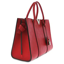 Louis Vuitton-Red Louis Vuitton Monogram Cuir Plume Very Tote MM Satchel-Red