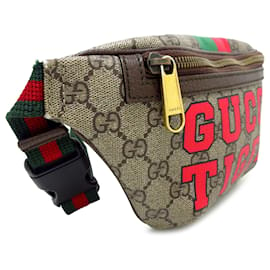 Gucci-Brown Gucci GG Supreme Web upperr Belt Bag-Brown