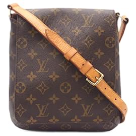 Louis Vuitton-Bolso de hombro con correa corta Louis Vuitton Monogram Musette Salsa marrón-Castaño