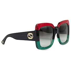 Gucci-Schwarze, eckige, getönte Sonnenbrille von Gucci-Schwarz
