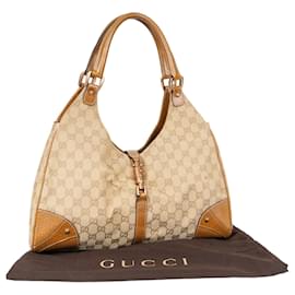 Gucci-Gucci GG Monogram Jackie Handbag-Brown