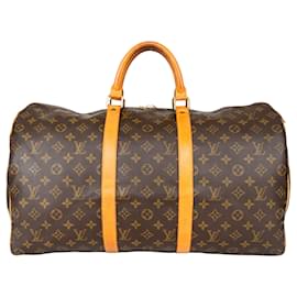 Louis Vuitton-Keepall de lona con monograma de Louis Vuitton 50-Castaño