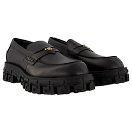 Versace-Greca Border Rubber Sole Loafer - Versace - Leather - Black-Black