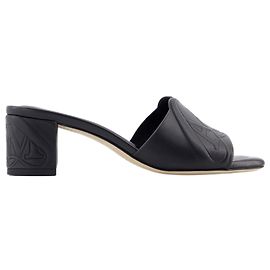 Seal-Sandalen mit Absatz – Alexander McQueen – Leder – Schwarz Schwarz