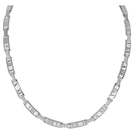 Tiffany & Co-TIFFANY & CO. Atlas Diamond Collar Necklace in 18K white gold 1.5 ctw-Silvery,Metallic