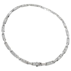 Tiffany & Co-TIFFANY & CO. Atlas Diamond Collar Necklace in 18K white gold 1.5 ctw-Silvery,Metallic
