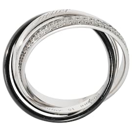 Cartier-Cartier Trinity Ring with Ceramic & Diamond in 18K white gold 0.45 ctw-Silvery,Metallic