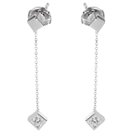 Tiffany & Co-TIFFANY & CO. Boucles d'oreilles pendantes Frank Gehry Torque Cube 18K or blanc 0.40 ctw-Argenté,Métallisé