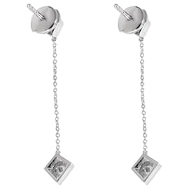 Tiffany & Co-TIFFANY & CO. Boucles d'oreilles pendantes Frank Gehry Torque Cube 18K or blanc 0.40 ctw-Argenté,Métallisé