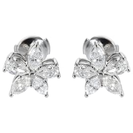 Tiffany & Co-TIFFANY & CO. Boucles d'oreilles diamant Victoria en platine 1.77 ctw-Argenté,Métallisé