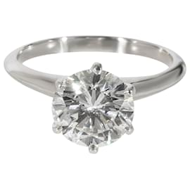 Tiffany & Co-TIFFANY & CO. Solitaire Diamond  Engagement  Ring in  Platinum I VS1 2.17 ctw-Silvery,Metallic