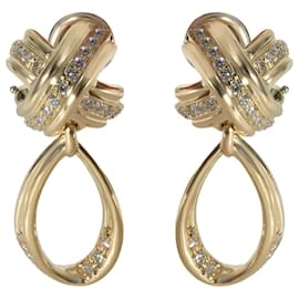 Tiffany & Co-TIFFANY & CO. Boucles d'oreilles vintage en diamant Signature X en 18K or jaune 0.6 ctw-Argenté,Métallisé
