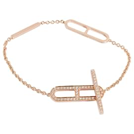 Hermès-Hermès Ever Chaine D'Ancre Bracelet, Small Model in 18KT Rose Gold 0.37ctw-Metallic