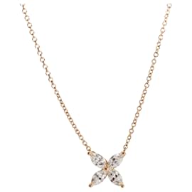 Tiffany & Co-TIFFANY & CO. Pingente Victoria Diamond em 18k Rose Gold 0.46 ctw-Metálico