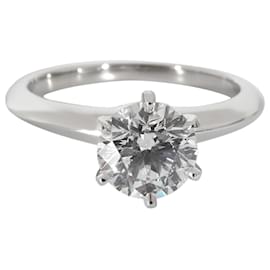 Tiffany & Co-TIFFANY & CO. Anello di fidanzamento con diamante in platino E VS2 1.29 ctw-Argento,Metallico