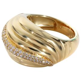 David Yurman-David Yurman Sculpted Cable Dome Ring in 18k yellow gold 0.49 ctw-Silvery,Metallic
