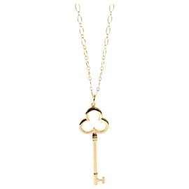 Tiffany & Co-TIFFANY & CO. Collana con ciondolo chiave trifoglio in 18in oro giallo 14 kt-Argento,Metallico