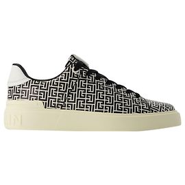 Baskets B-Court - Balmain - Cuir - Noir Noir