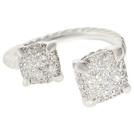 David Yurman Chatelaine Diamond Bypass Ring in Sterling Silver 0.62 ctw Silvery Metallic