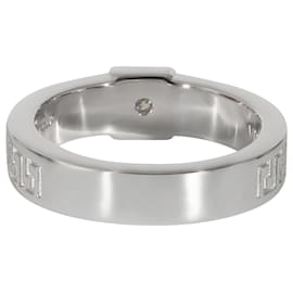 Versace-Versace Greek Key Design Diamond Ring in 18K white gold, 07 ctw-Silvery,Metallic