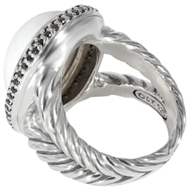 David Yurman-David Yurman Cerise White Agate Diamond Ring in argento sterling bianco 0.5 ctw-Argento,Metallico