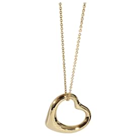 Tiffany & Co-TIFFANY & CO. Elsa Peretti Open Heart Pendant in 18k yellow gold 0.8 ctw-Silvery,Metallic