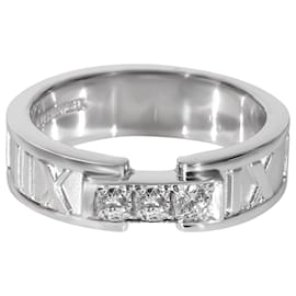 Tiffany & Co-TIFFANY & CO. Atlas Diamond Ring in 18K white gold 0.15 ctw-Silvery,Metallic