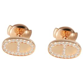 Hermès-Hermès Chaine d'Ancre Contour Earrings in 18k Rose Gold 0.18 ctw-Metallic