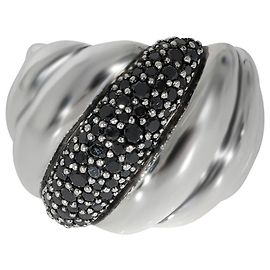 David Yurman Hampton Cable Ring With Black Diamonds in Sterling Silver 0.84 ctw Silvery Metallic