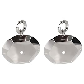 Burberry-Burberry Paillettes Hoops With Large Drop Palladium Disc Plated Earrings-Metallic
