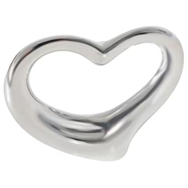Tiffany & Co-TIFFANY & CO. Elsa Peretti Large Open Heart Pendant, sterling silver, Black cord-Silvery,Metallic