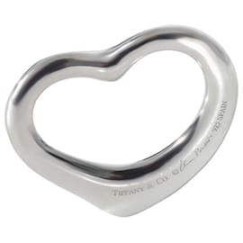 Tiffany & Co-TIFFANY & CO. Elsa Peretti Large Open Heart Pendant, sterling silver, Black cord-Silvery,Metallic